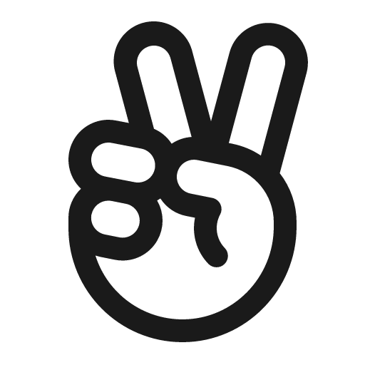 Hand peace icon, solid style, from Phosphor