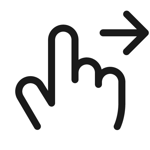 Hand swipe right light icon, light style, from Phosphor