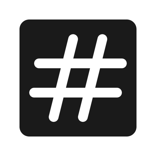 Hash fill icon, filled style, from Phosphor