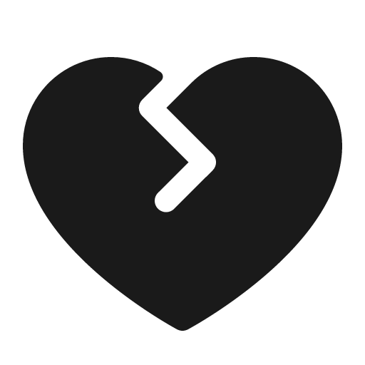 Heart break fill icon, filled style, from Phosphor