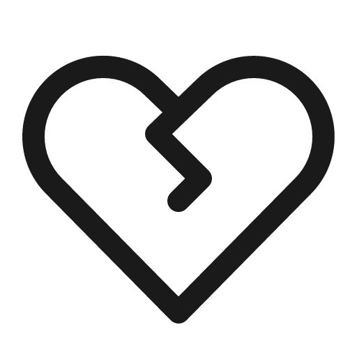 Heart straight break icon, solid style, from Phosphor