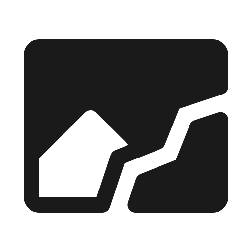Image broken fill icon, filled style, from Phosphor