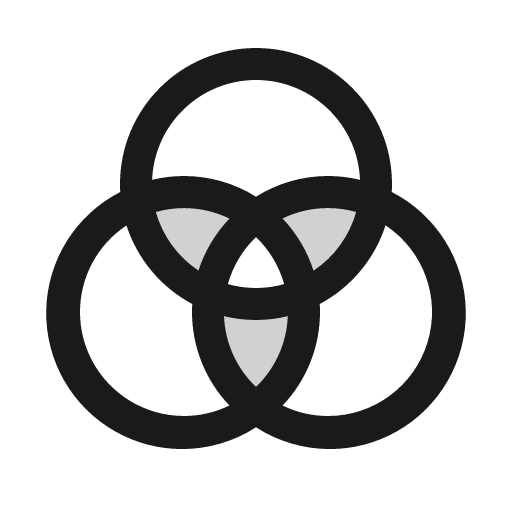 Intersect three duotone icon, two-tone style, from Phosphor