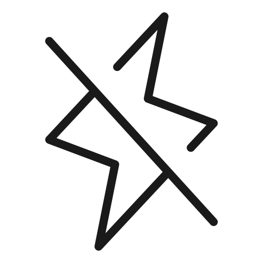 Lightning slash thin icon, thin style, from Phosphor