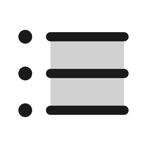 List bullets duotone icon, two-tone style, from Phosphor