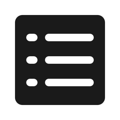 List dashes fill icon, filled style, from Phosphor
