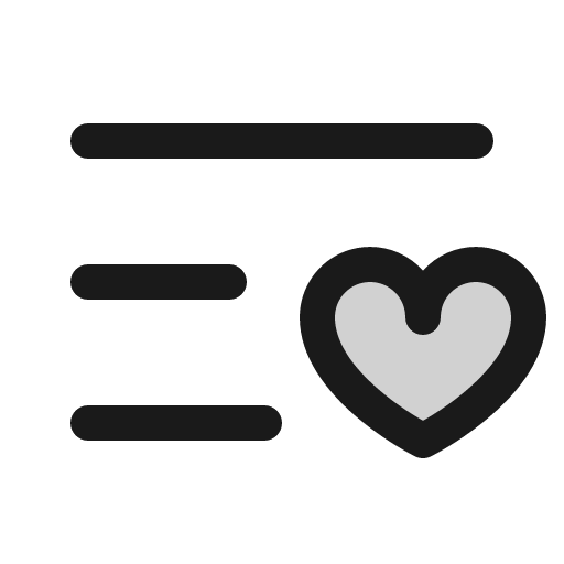 List heart duotone icon, two-tone style, from Phosphor