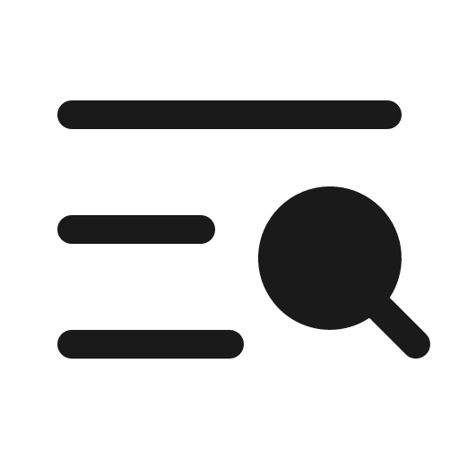 List magnifying glass fill icon, filled style, from Phosphor