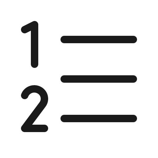 List numbers light icon, light style, from Phosphor