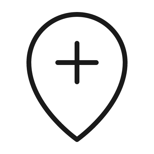 Map pin plus thin icon, thin style, from Phosphor