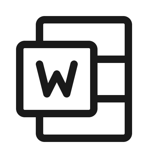 Microsoft word logo light icon, light style, from Phosphor