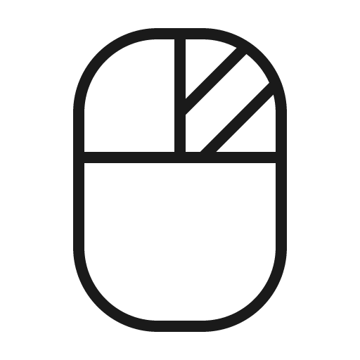 Mouse right click thin icon, thin style, from Phosphor