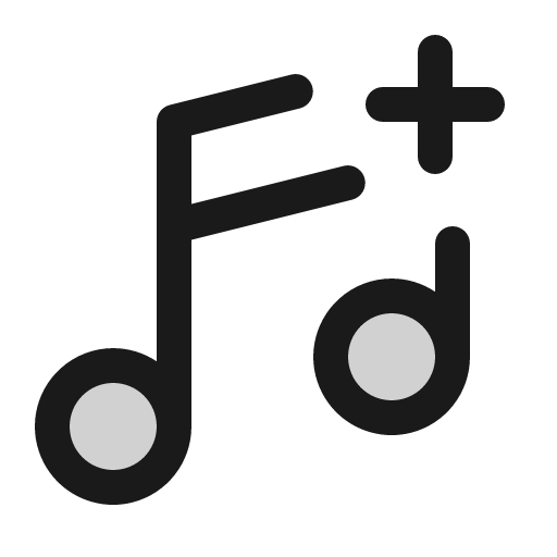 Music notes plus duotone icon, two-tone style, from Phosphor