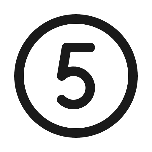 Number circle five icon, solid style, from Phosphor
