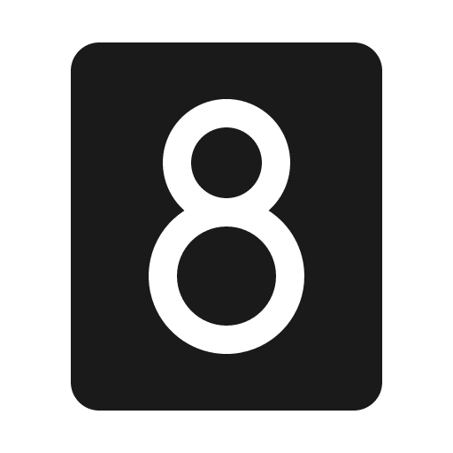 Number eight fill icon, filled style, from Phosphor