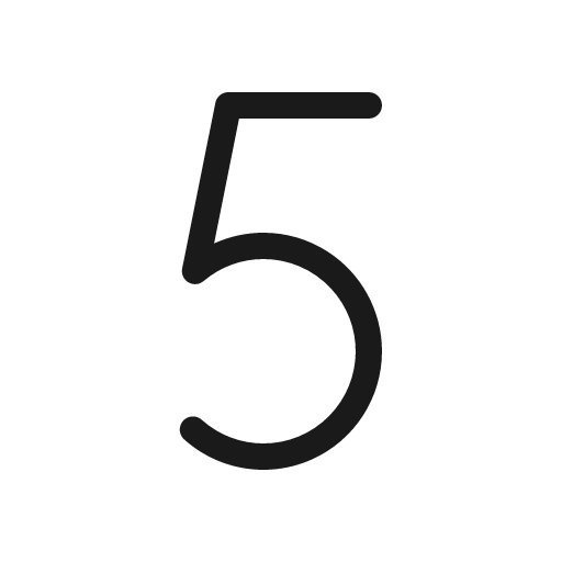 Number five light icon, light style, from Phosphor
