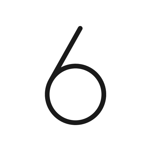Number six thin icon, thin style, from Phosphor