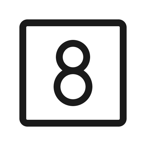 Number square eight light icon, light style, from Phosphor