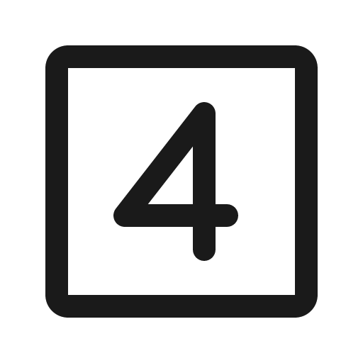 Number square four icon, solid style, from Phosphor