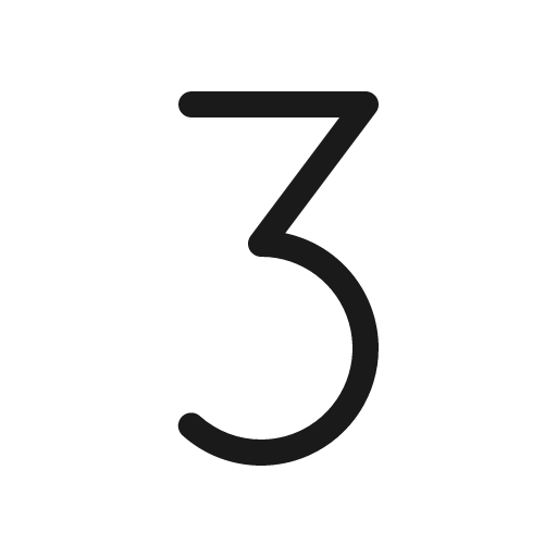 Number three light icon, light style, from Phosphor