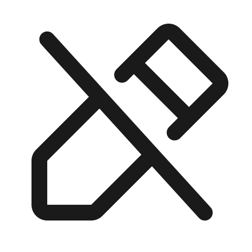 Pencil simple slash icon, solid style, from Phosphor
