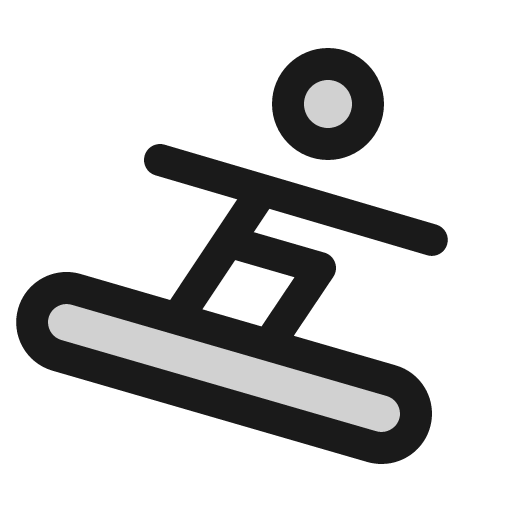 Person simple snowboard duotone icon, two-tone style, from Phosphor