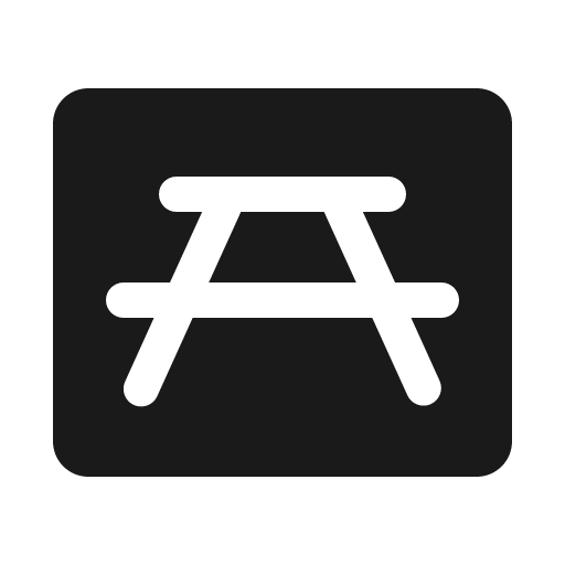 Picnic table fill icon, filled style, from Phosphor