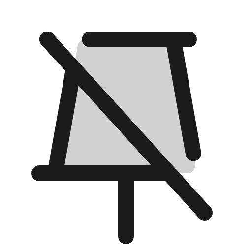 Push pin simple slash duotone icon, two-tone style, from Phosphor