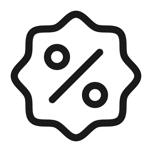 Seal percent light icon, light style, from Phosphor
