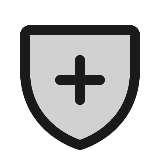 Shield plus duotone icon, two-tone style, from Phosphor