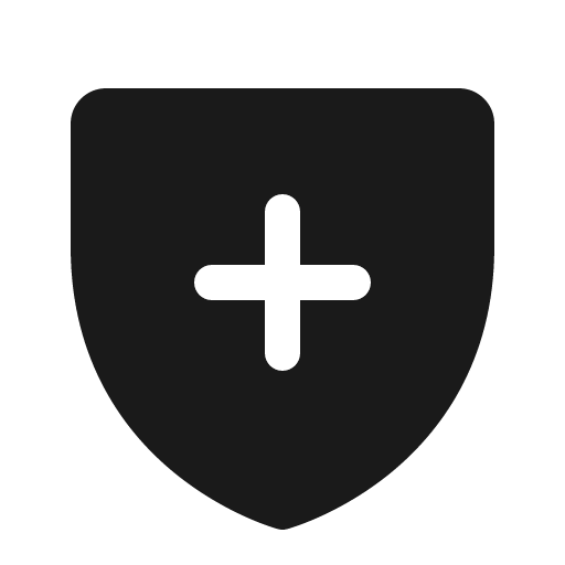 Shield plus fill icon, filled style, from Phosphor