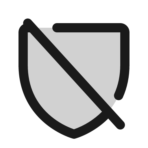 Shield slash duotone icon, two-tone style, from Phosphor