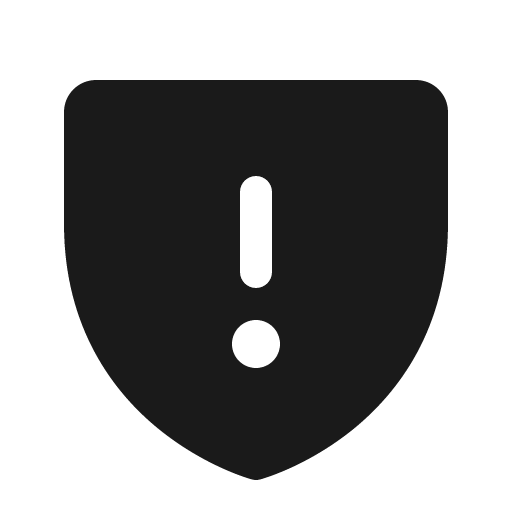 Shield warning fill icon, filled style, from Phosphor