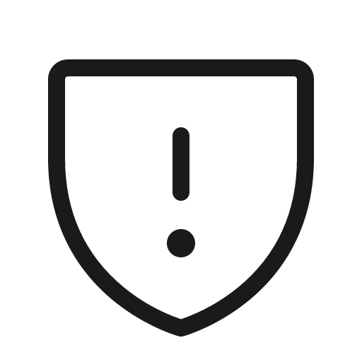 Shield warning light icon, light style, from Phosphor