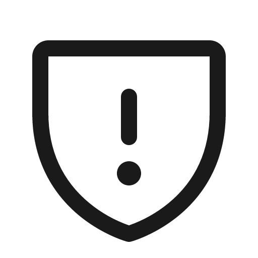 Shield warning icon, solid style, from Phosphor