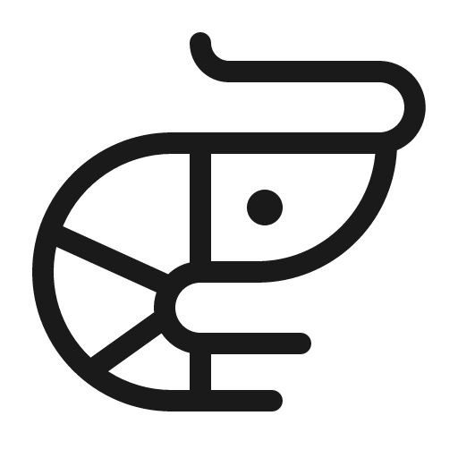 Shrimp light icon, light style, from Phosphor
