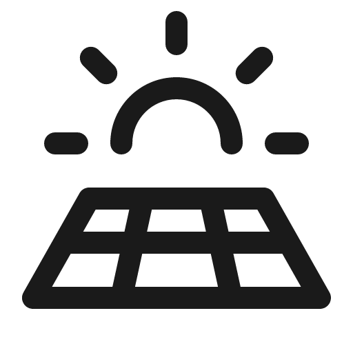 Solar panel icon, solid style, from Phosphor