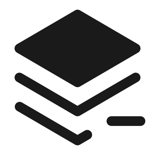 Stack minus fill icon, filled style, from Phosphor