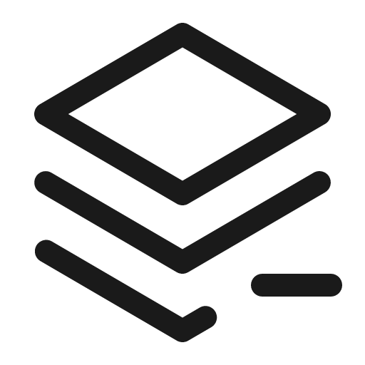 Stack minus icon, solid style, from Phosphor
