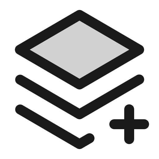 Stack plus duotone icon, two-tone style, from Phosphor