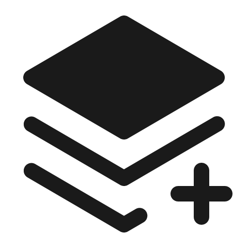 Stack plus fill icon, filled style, from Phosphor