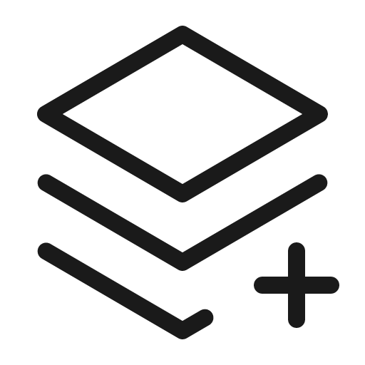 Stack plus light icon, light style, from Phosphor