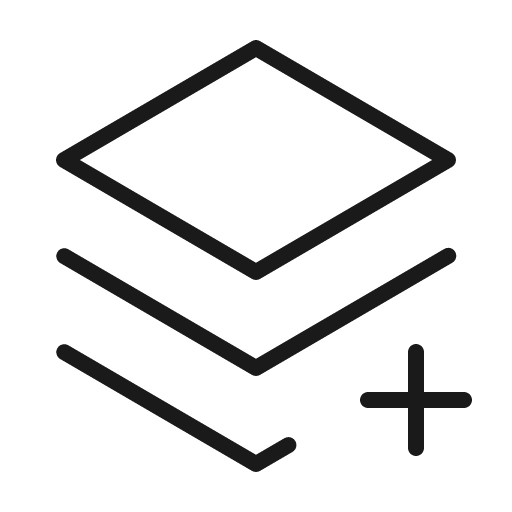 Stack plus thin icon, thin style, from Phosphor