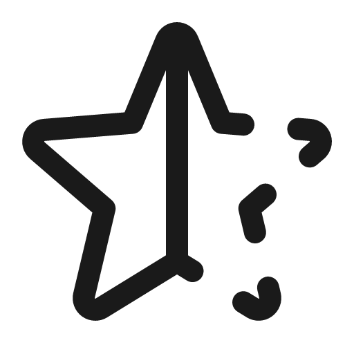 Star half icon, solid style, from Phosphor