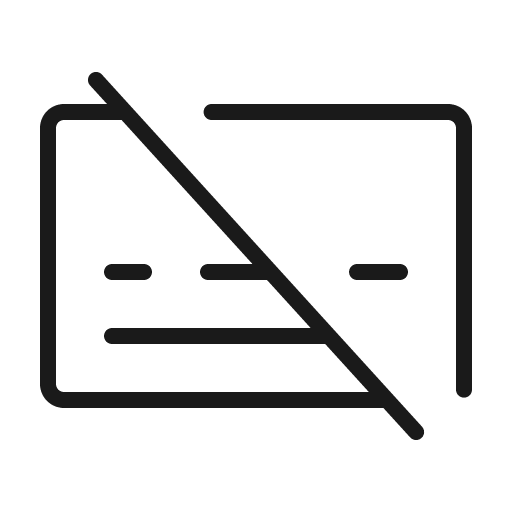 Subtitles slash thin icon, thin style, from Phosphor
