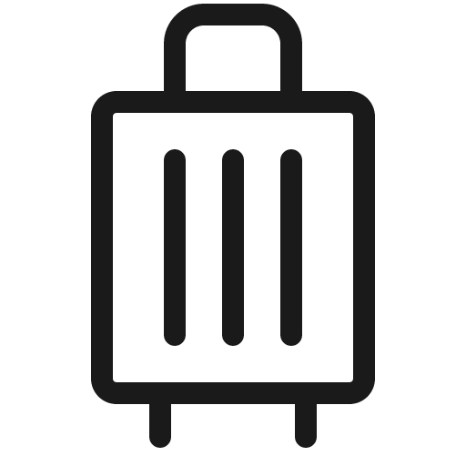Suitcase rolling light icon, light style, from Phosphor