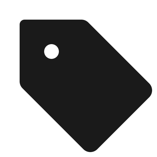 Tag fill icon, filled style, from Phosphor