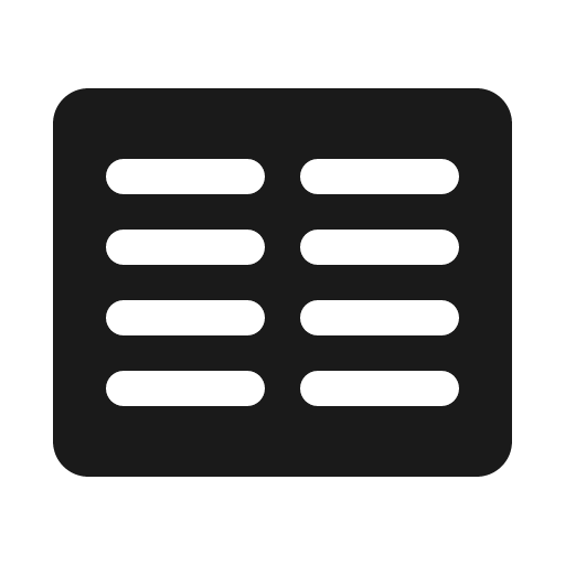 Text columns fill icon, filled style, from Phosphor
