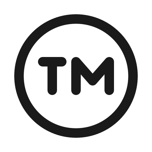 Trademark icon, solid style, from Phosphor
