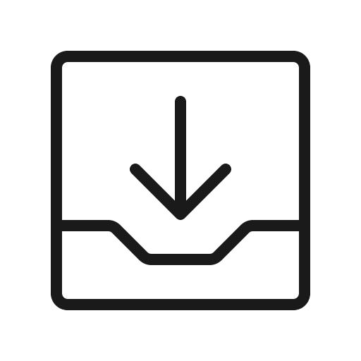 Tray arrow down thin icon, thin style, from Phosphor